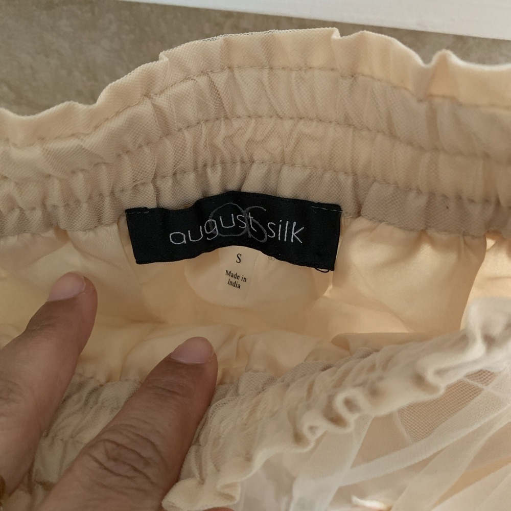 Womens August Silk Cream Floral Embroidered A Line Skirt Mesh Size S - Picture 3 of 4